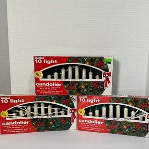 Lot of 3 Beacon Festive Candolier Set with 10 Lights Vintage Made in Taiwan